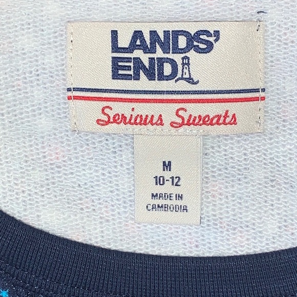 Brand New Lands End Serious Sweats French Terry Star Print Sweatshirt M - Picture 8 of 10